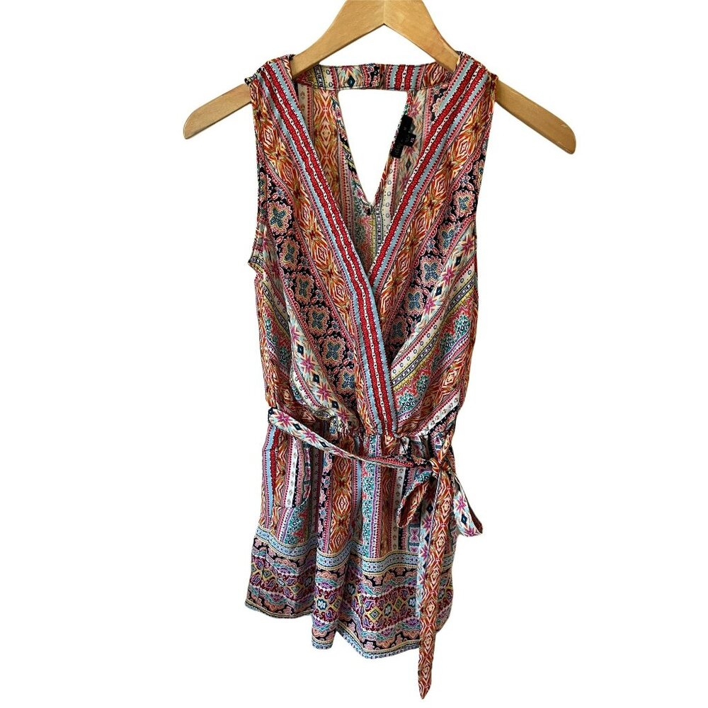 Bebop Be You Be Free Romper Sleeveless Elastic Waist Multicolor Print Juniors XS